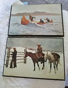 Wall Art Plaque Picture Cowboy Horse Canoe Art Plaque Inc. Santa Barbara CA - Picture 1 of 2