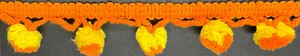 1&1/4" Orange & Yellow Pom Pom Ball Fringe Fabric Trim 13 Yards Holiday Trimming - Picture 1 of 1