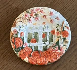 Yankee Candle im Ruhestand kleiner Teller Kürbisse weiß Lattenzaun Herbst Ernte 5 Zoll - Bild 1 von 4