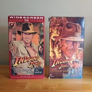 Indiana Jones VHS Lot - Temple of Doom & Widescreen Raiders of the Lost Ark - Picture 1 of 9