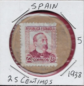 SPANIEN 25 CENTIMOS 1938 JOSE ZORRILLA BRIEFMARKE GELD GEBRAUCHT WÄHREND DER SPANISCHEN BÜRGERLICHEN W - Bild 1 von 2