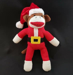 Calcetín Mono Papá Noel Tejido Juguete de Peluche Tamaño Mediano 10" x 8" Marrón Decoración de Navidad - Imagen 1 de 7