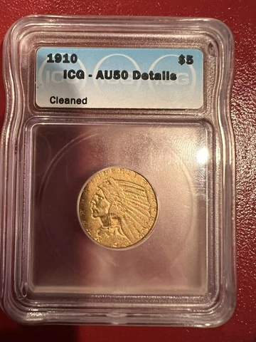 1910 $5 Indian Head Gold Half Eagle - UNC Cover