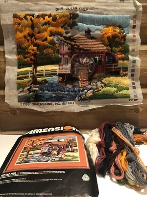 Dimensions Vintage 1984 Needlepoint Longstitch Crewel Old Mill #2255 Unfinished - Image 1 of 4