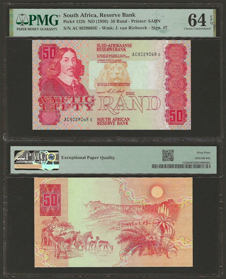 SOUTH AFRICA 50 Rand 1990, P-122b Sign: Stals Sign: 7, PMG 64 EPQ Choice UNC - Image 1 of 1