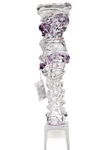 ION TAMAIAN Art Glass Clear Woman Torso Sculpture Hand Blown Fused Purple New - Picture 1 of 7