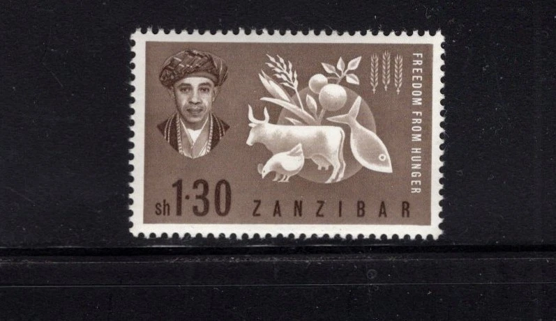 Zanzíbar 1963 Libertad del hambre, vaca, pescado, pollo, trigo MNH SG 389 Sc 280 Foto 1 de 1