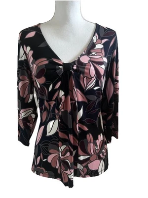 Blusa Alfani Mediana Floral Manga 3/4 Negra Rosa Blanca Gris Rubí Foto 1 de 4