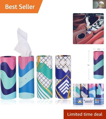 Cylindrical Car Tissue Box - Blue 200 Count Tissues for On-the-Go Cleanliness - Image 1 of 4