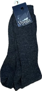 VINTAGE VIYELLA GREY ONE SIZE LONG STRETCH SOCKS 30% NYLON 70% WOOL NEW 90s - Picture 1 of 6