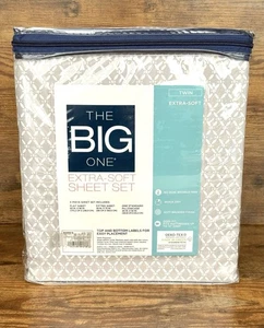 The Big One Extra-Soft Twin Sheet Set 3-Piece OEKO-TEX Certified Gray Pattern - Picture 1 of 10