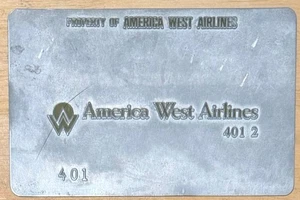 Placa de validación de boletos de aerolínea America West Airlines de colección - Imagen 1 de 2