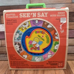 Vintage NOS NIB 1983 Mattel See N Say Count with Colors in Original Box - Foto 1 di 6