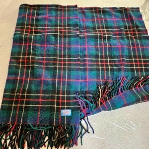 70er Pendleton Wohndecke blau/grün Wolle Plaid Fransen USA 51x69 Vintage 70s - Bild 1 von 2