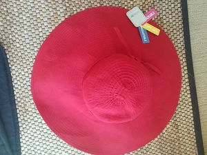 San Diego Hat Company Women’s Floppy Wide Brim Fabric Hat Red 50+UPF Packable - Picture 1 of 4