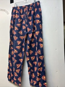 Superman Pajama Lounge Pants Mens XL Blue Red Fleece DC Comics 100% Cotton - Picture 1 of 4