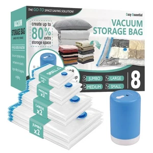 Sacchetti Sottovuoto da Viaggio con Pompa Elettrica, Confezione da 8 Sacchetti da Viaggio Sottovuoto per Bagagli... - Foto 1 di 7
