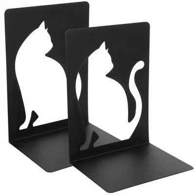 Lot de 2 serre-livres en métal motif chat - Photo 1/4