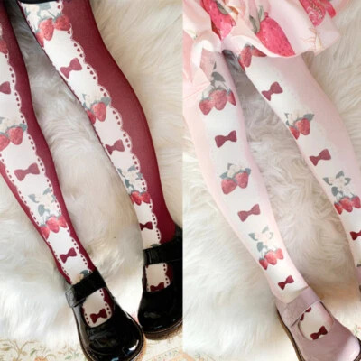 Lady Girls Floral Tights Pantyhose Japanese Lolita Cute Kawaii Cosplay 120D Chic - Image 1 of 4