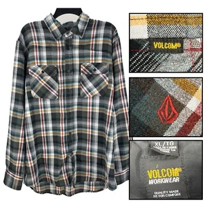 Volcom Workwear Men's XLarge Heavy Plaid Flannel Button Up Long Sleeve Shirt - Picture 1 of 16