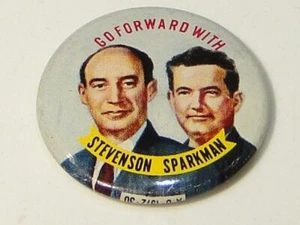 Go Forward With Adlai Stevenson Sparkman 1952/72 Repro Campaign Pin Pinback - Picture 1 of 3