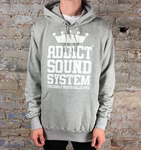 Addict Sound System Hoodie Hooded Sweatshirt Brand New - Grey - S,L,XL - Picture 1 of 4
