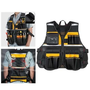 Tool Vest with Pockets Safety Work Vest Oxford Cloth Yellow - Picture 1 of 5