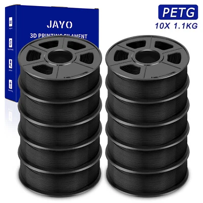 JAYO 10KG Nero PETG 1,75mm Filamento per stampante 3D 1,1KG Elevata tenacità