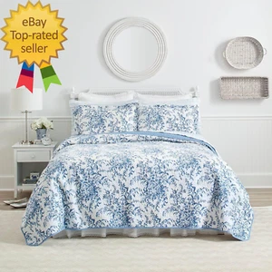 King Quilt Set Reversible Cotton Bedding with Matching Shams Home Decor - Picture 1 of 6