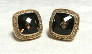 Pendientes de cuarzo y diamantes ahumados David Yurman de plata esterlina de 11 mm - Imagen 1 de 11