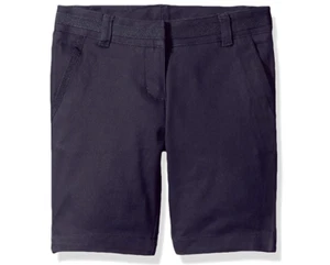Nautica Girls' Big School Uniform Skinny Twill Bermuda Short, Navy, 7 - Picture 1 of 3