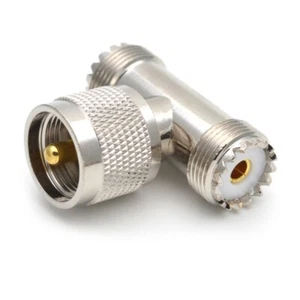 PL-259 UHF Triple Connector UHF Male PL259 to Dual UHF Female SO239 Adapter - Zdjęcie 1 z 8