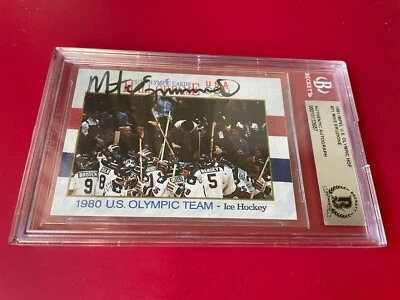 Mike Eruzione 1991 Impel Olympic Team Card Signed Auto Beckett BAS Slabbed - Image 1 of 2