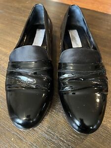 Mezlan Mens Mirage Black Patent Leather Tuxedo Loafers Shoes Size 12M