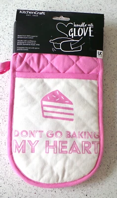 Guante Doble Horno Kitchencraft "Don't go Baking my Heart" Rosa/Blanco TOTALMENTE NUEVO Foto 1 de 3