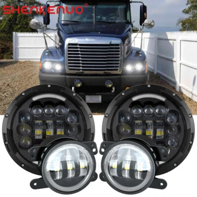 Kit de faros LED redondos altos/bajos y antiniebla de 4"" para Freightliner Century Clase 7"" Foto 1 de 4