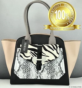 NWT Handbag GUESS SATCHEL Quinn Ladies Black Multi Bag - Bild 1 von 1