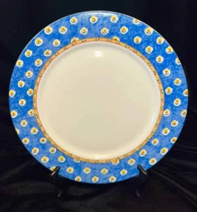 BLOCK BASICS~AVIGNON 11" DINNER PLATE~LINDA GRAYSON~BLUE RIM~V EXC COND - Picture 1 of 3