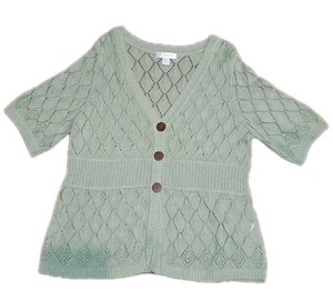 Christopher & Banks Sweater Cardigan Woman Sz P Large Green Grandmacore Feminine - Picture 1 of 13