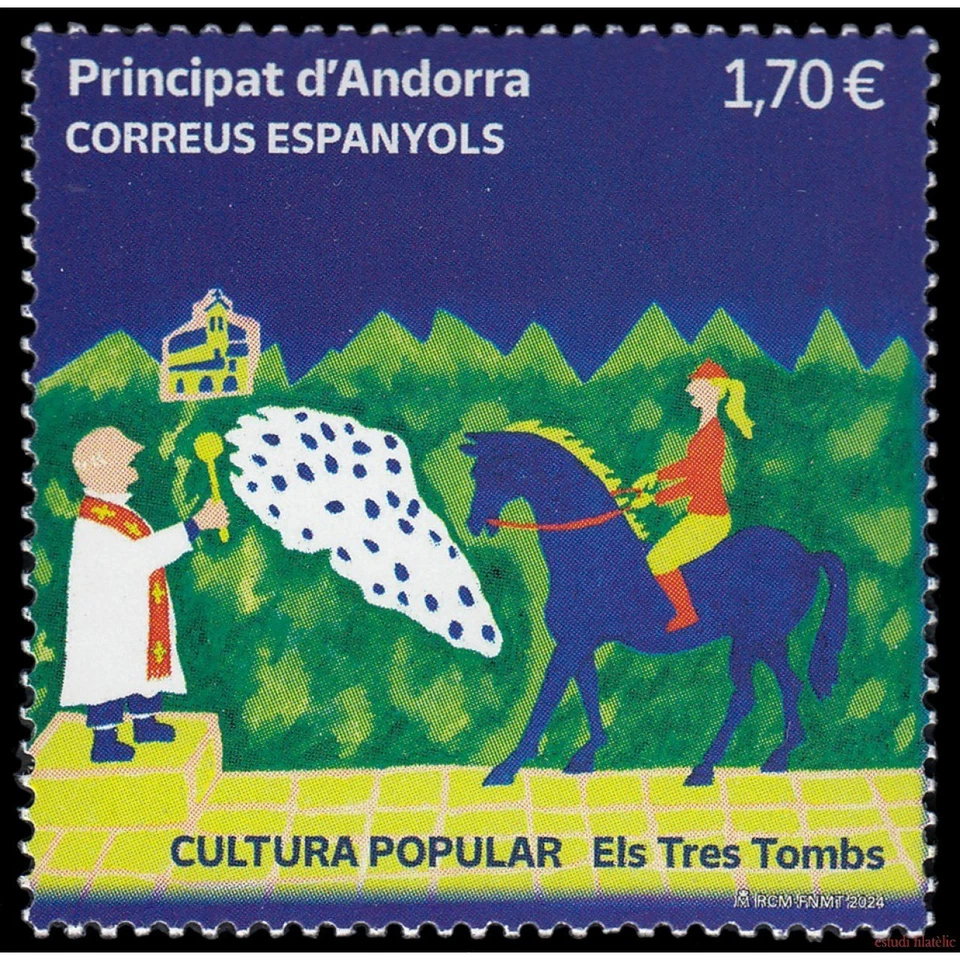 Sello Andorra 2024 Edifil 553 ** Festival de Cultura Popular Tumbas de Els tres Foto 1 de 1