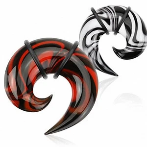 Piercing Spreader Ear Spiral Glass Zebra - Picture 1 of 1