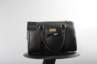 Bolso de barril St John Knits clásico negro liso y charol nuevo con etiquetas precio de venta sugerido por el fabricante $990 Foto 1 de 4