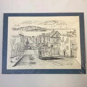 William E Reister 1984 San Francisco Trolley Car Kunstdruck signiert Stift/Bleistift - Bild 1 von 6