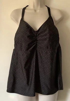 AVA VIV  Swim Tankini Padded Top Size 18 W Swimwear Black & Brown - Image 1 of 4
