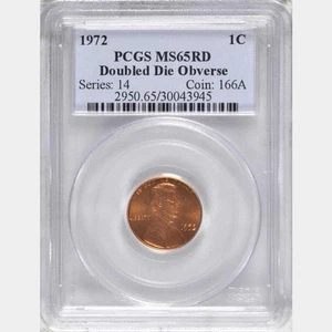 1972 DOUBLE DIE OBVERSE (DDO) CENT🌟PCGS MS-65 RD! LOW PRICE for FAST SALE! - Picture 1 of 3