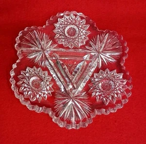 Real Cut Glass Crystal Dish Tray Vintage with All Genuine Hand Cut Facets 6-1/2" - Picture 1 of 13
