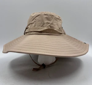 Adult Unisex Beige Polyester Outdoor Wide-Brim Adjustable Gardening Hiking Hat - Picture 1 of 5