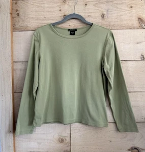 Vintage Eddie Bauer 100% Cotton Long Sleeve Crewneck Shirt Celery Green M - Picture 1 of 4