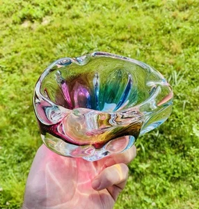 Cenicero de vidrio arte arco iris fantasía japonesa Sanyu mediados de siglo años 60 A-19. - Imagen 1 de 10