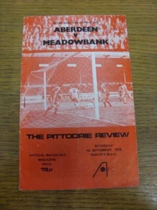 01/09/1979 Aberdeen v Meadowbank Thistle [Scottish League Cup] (folded, light cr - Picture 1 of 1